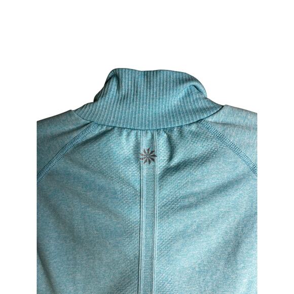 Athleta Running Pullover Jacket Womens M Blue Ruched Front Half Zip Turtle Neck - Picture 5 of 8